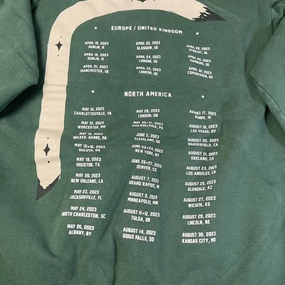 Zach Bryan 2023 Men's Size XL Country Music Tour Merch Thick Heavy Green Hoodie - Picture 11 of 13